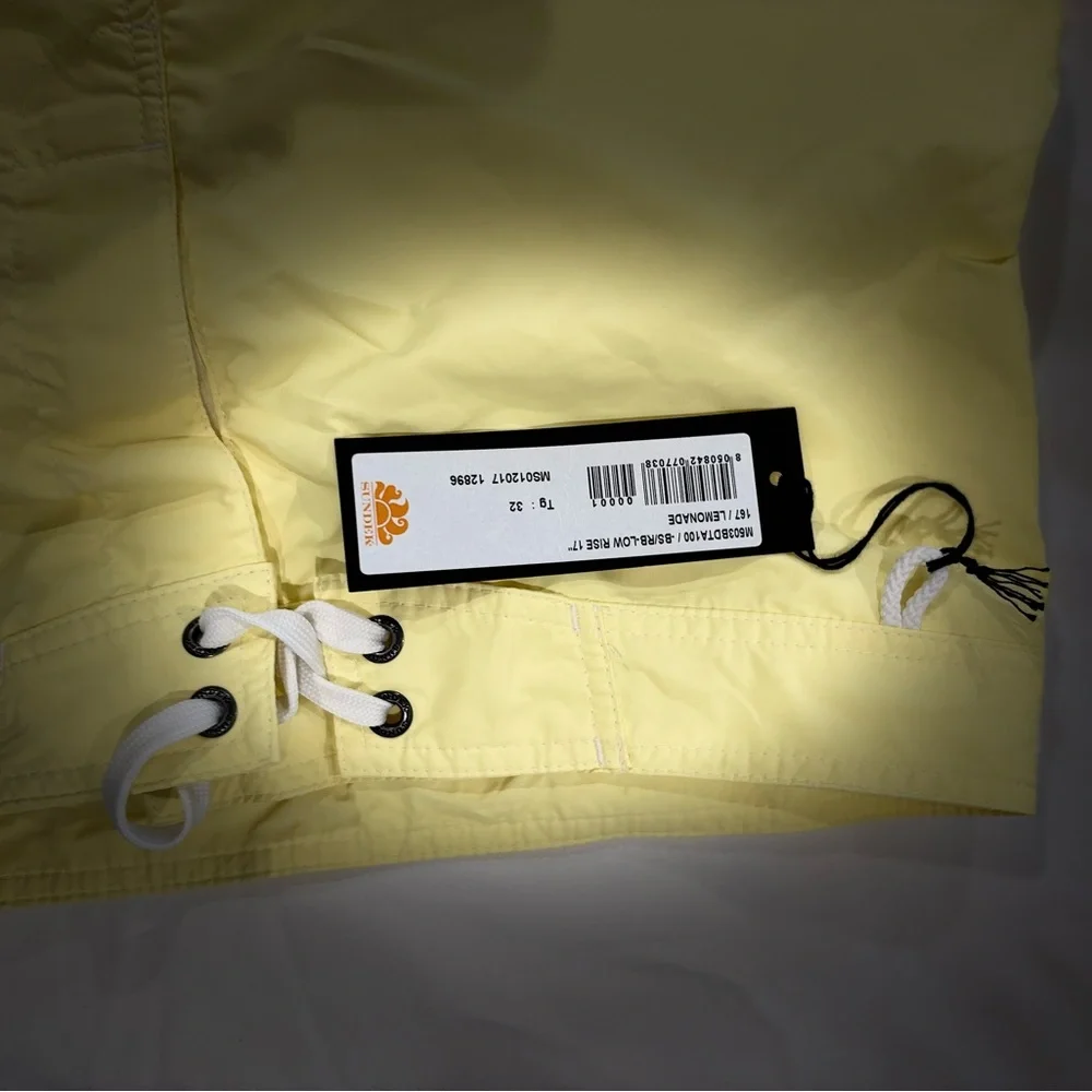 Sundek Yellow Athletic Shorts with Blue and Red Stripes - Picture 6 of 8